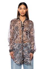 NIKKI ALMOST SHEER BUTTON DOWN TOP