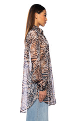 NIKKI ALMOST SHEER BUTTON DOWN TOP