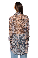 NIKKI ALMOST SHEER BUTTON DOWN TOP