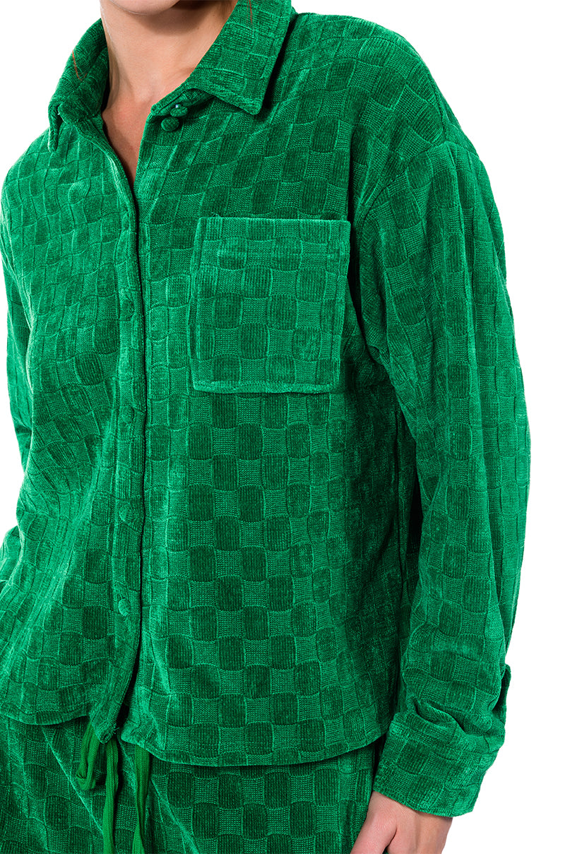 NINA TEXTURED BUTTON DOWN SHIRT