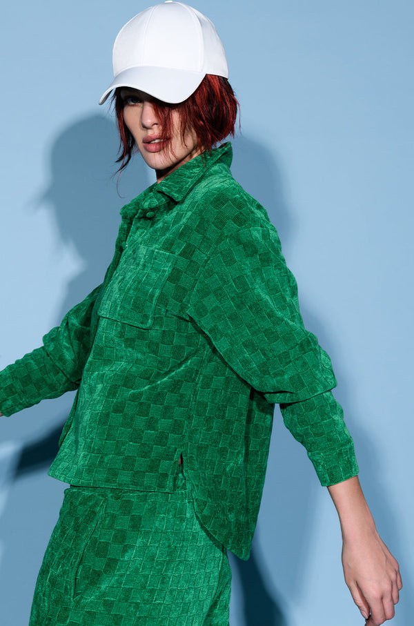 NINA TEXTURED BUTTON DOWN SHIRT