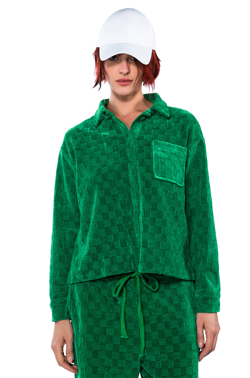 NINA TEXTURED BUTTON DOWN SHIRT