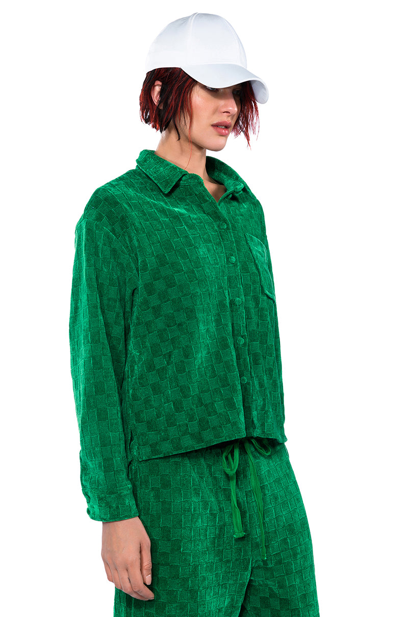 NINA TEXTURED BUTTON DOWN SHIRT