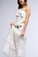 NISSA FAUX LEATHER BUCKLED HALTER NECK TOP