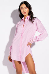 NO BASIC DAYS BUTTON UP DRESS WITH RHINESTONE DETAIL