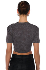 NO BASIC ZONE ZIP UP DETAIL TSHIRT IN BLACK GREY