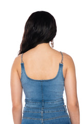 NO EFFORT DENIM CROP TOP