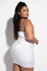 NO LIMIT SATIN MAXI DRESS WITH RHINESTONE STRAP
