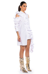 NO REST MINI WHITE CUTOUT SHIRT DRESS
