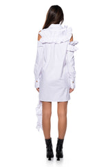 NO REST MINI WHITE CUTOUT SHIRT DRESS