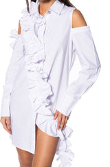 NO REST MINI WHITE CUTOUT SHIRT DRESS