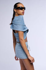 NO SHOW CROP DENIM VEST TOP
