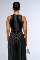NOLLAN RHINESTONE STRIPE MICRO CROP TANK