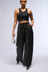 NOLLAN RHINESTONE STRIPE MICRO CROP TANK