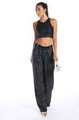 NOLLAN RHINESTONE STRIPE MICRO CROP TANK