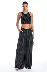 NOLLAN RHINESTONE STRIPE MICRO CROP TANK
