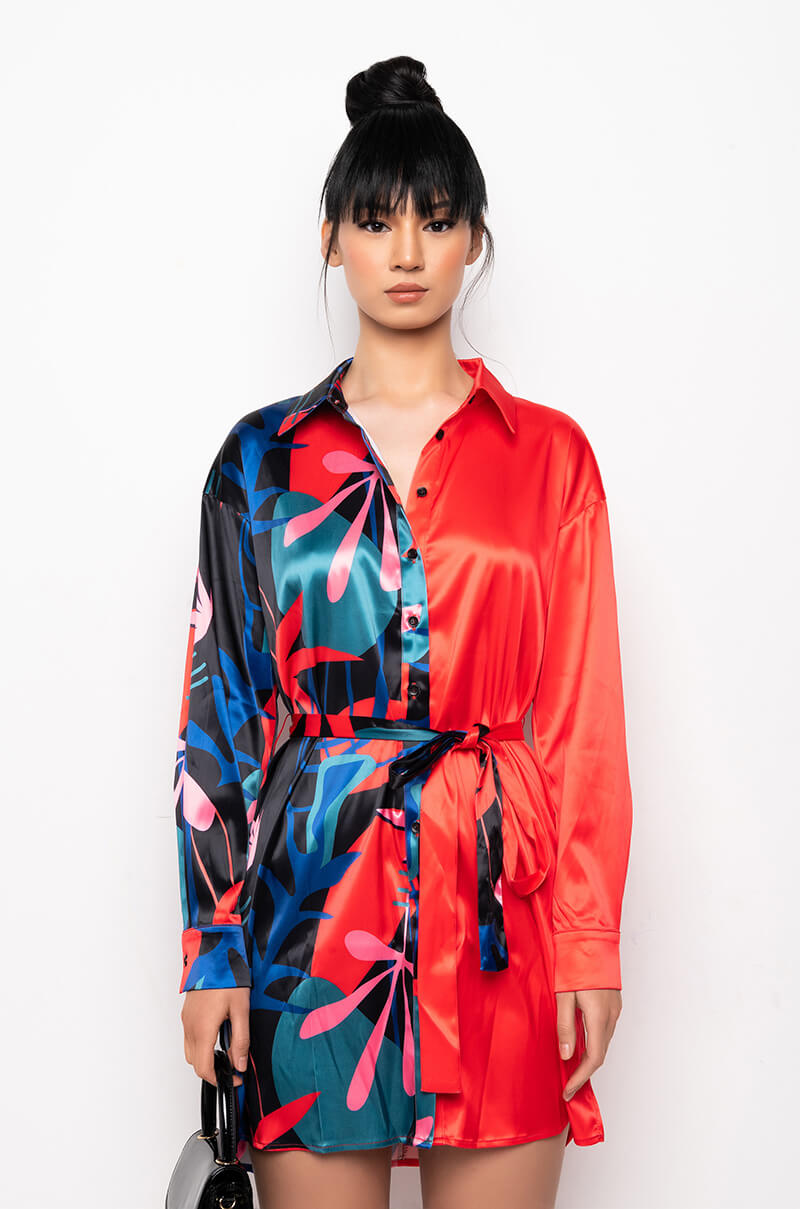 NONE TO WORRY ABOUT MINI BUTTON UP DRESS