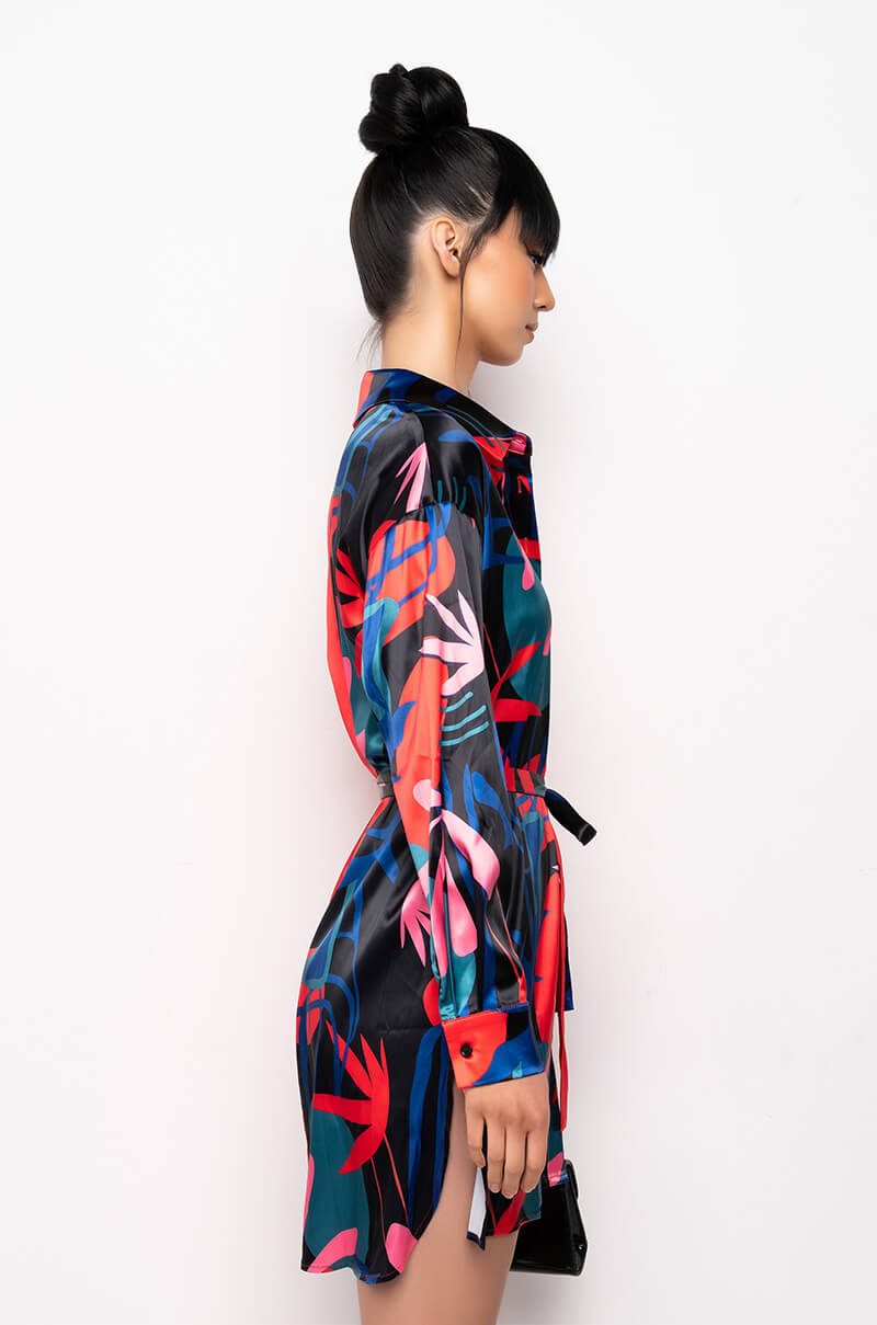 NONE TO WORRY ABOUT MINI BUTTON UP DRESS