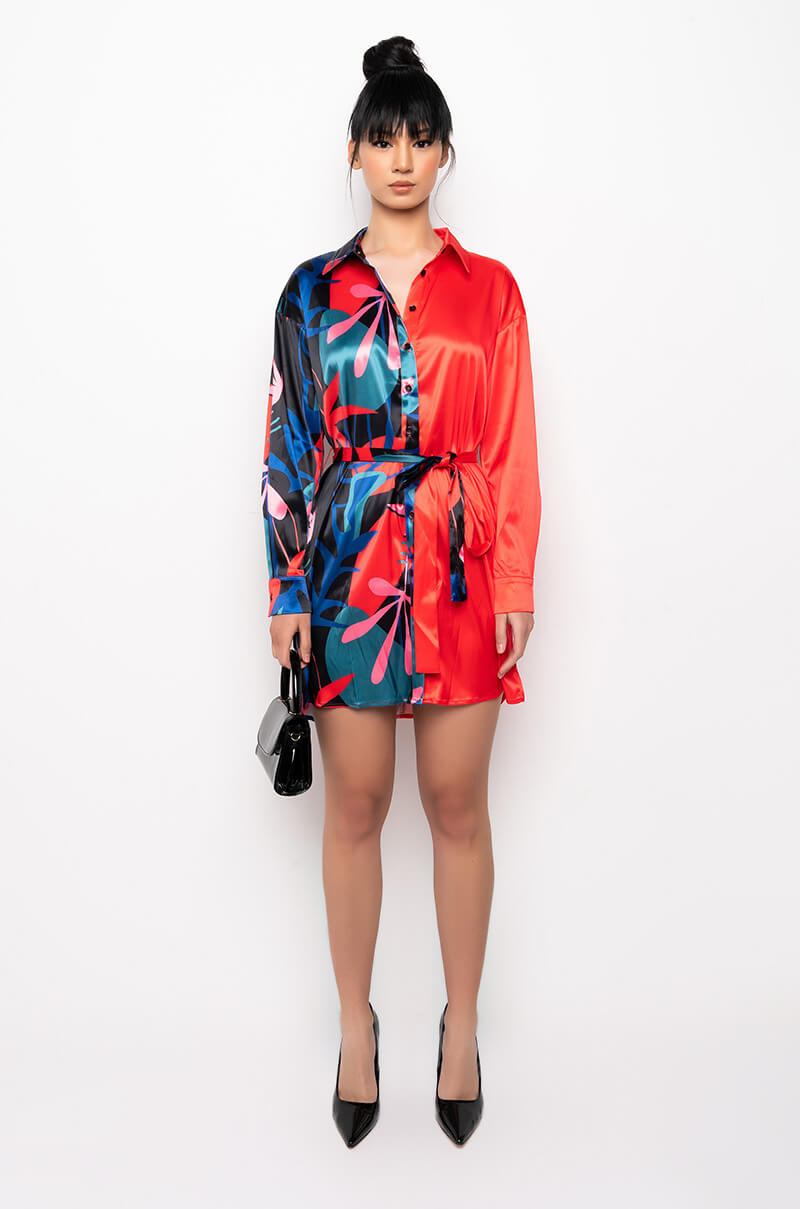 NONE TO WORRY ABOUT MINI BUTTON UP DRESS