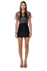 NORTH STAR RHINESTONE MESH HOODED CROP TOP