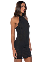 HALTERNECK MESH LITTLE BLACK MINI DRESS