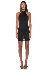 HALTERNECK MESH LITTLE BLACK MINI DRESS