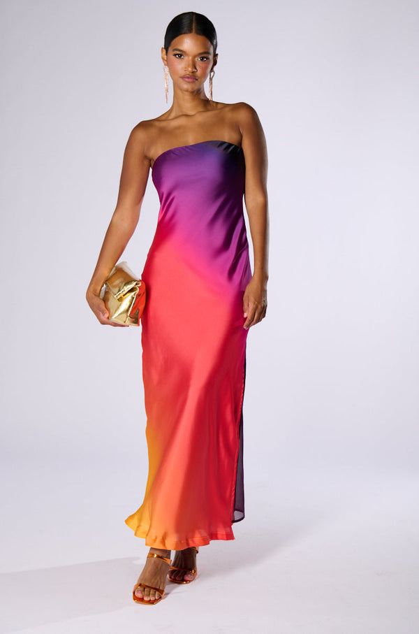 NOT GOING ANYWHERE SATIN MAXI DRESS
