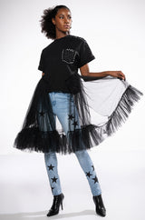 NOT IN THE MOOD OVERSIZED HIGH LOW SHORT SLEEVE TSHIRT