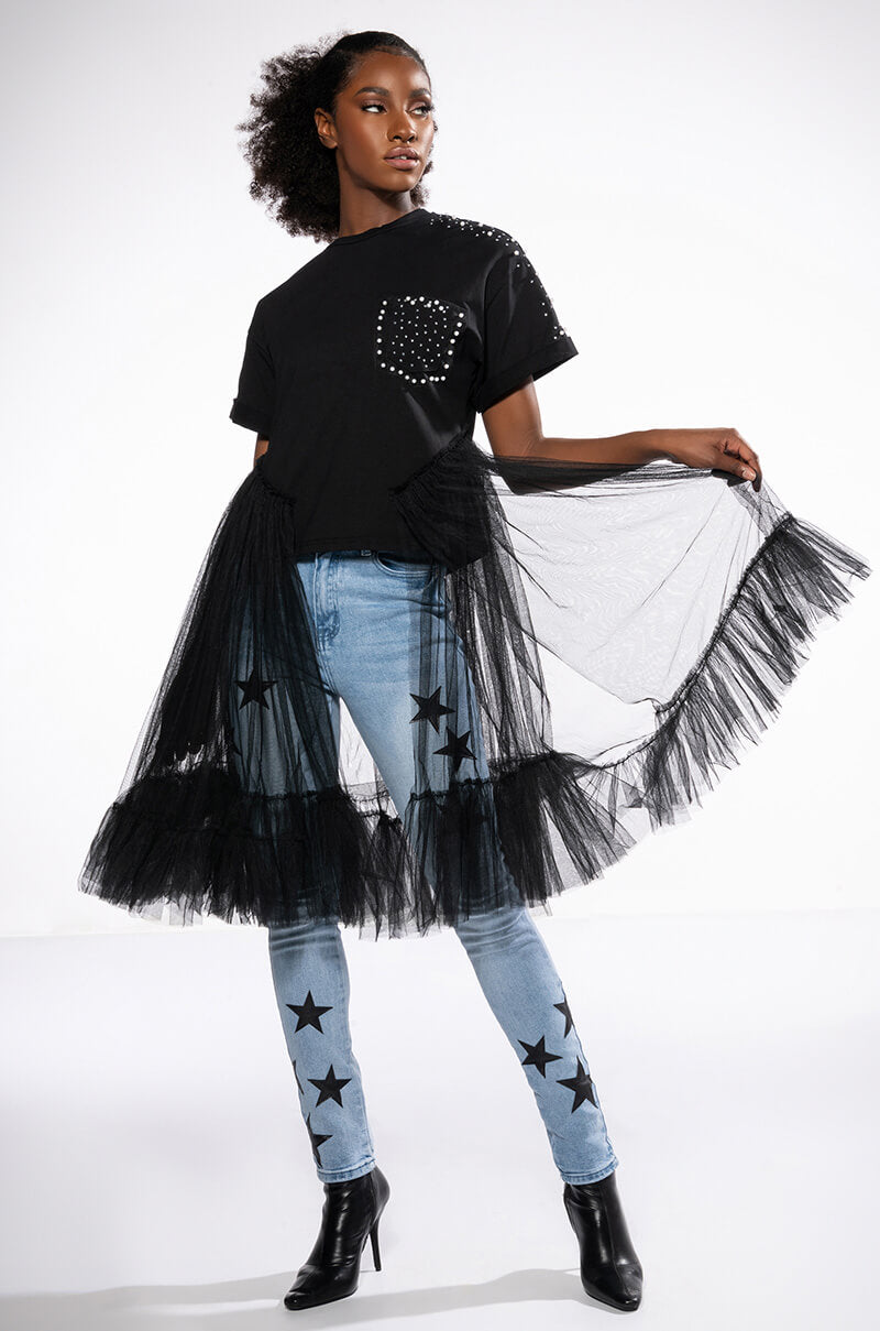 NOT IN THE MOOD OVERSIZED HIGH LOW SHORT SLEEVE TSHIRT