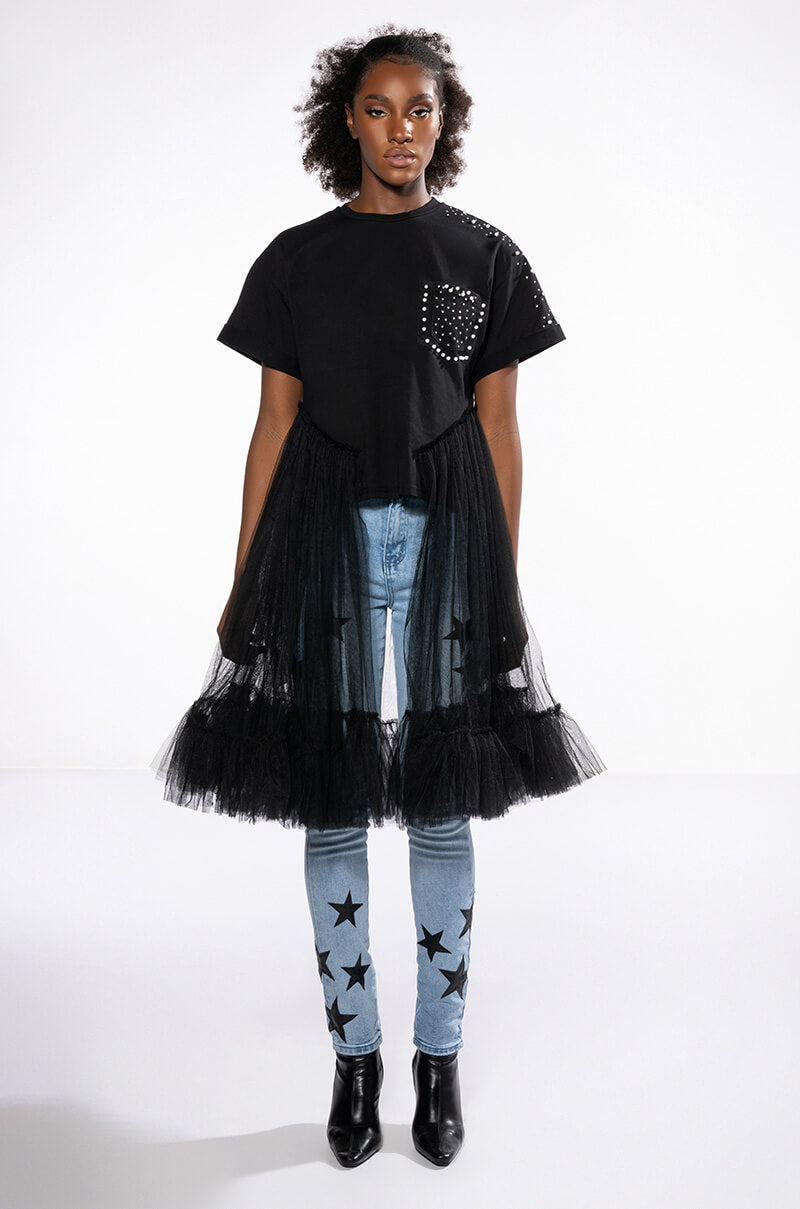 NOT IN THE MOOD OVERSIZED HIGH LOW SHORT SLEEVE TSHIRT