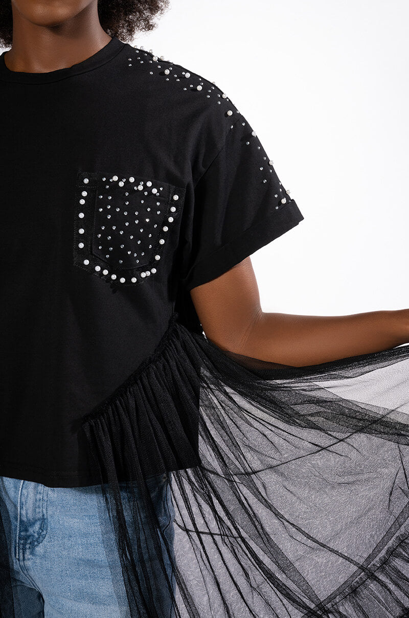 NOT IN THE MOOD OVERSIZED HIGH LOW SHORT SLEEVE TSHIRT