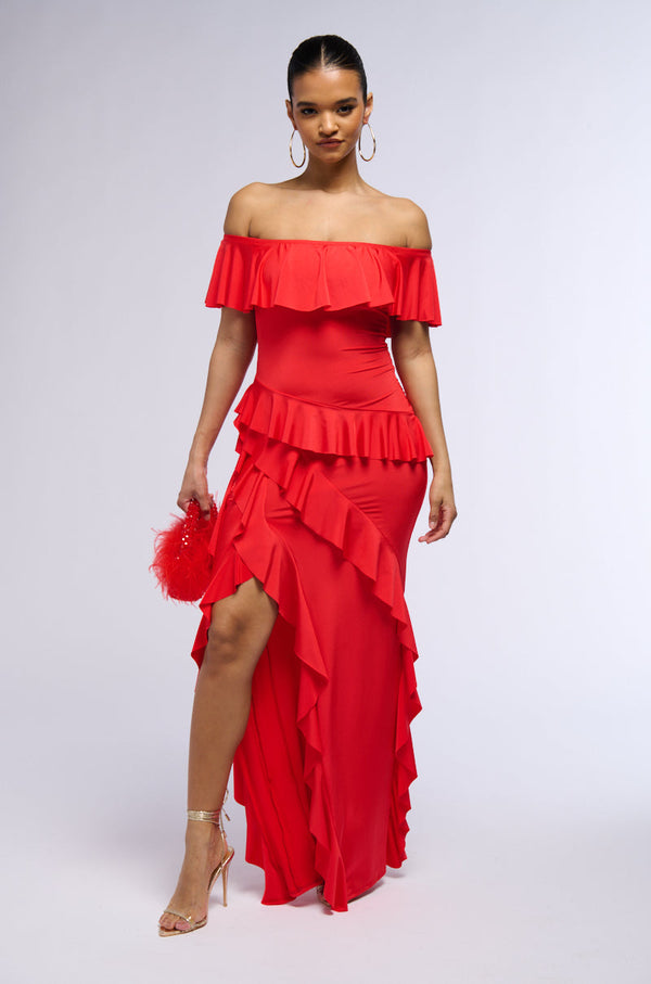 NOT THE EMOJI RUFFLE MAXI DRESS