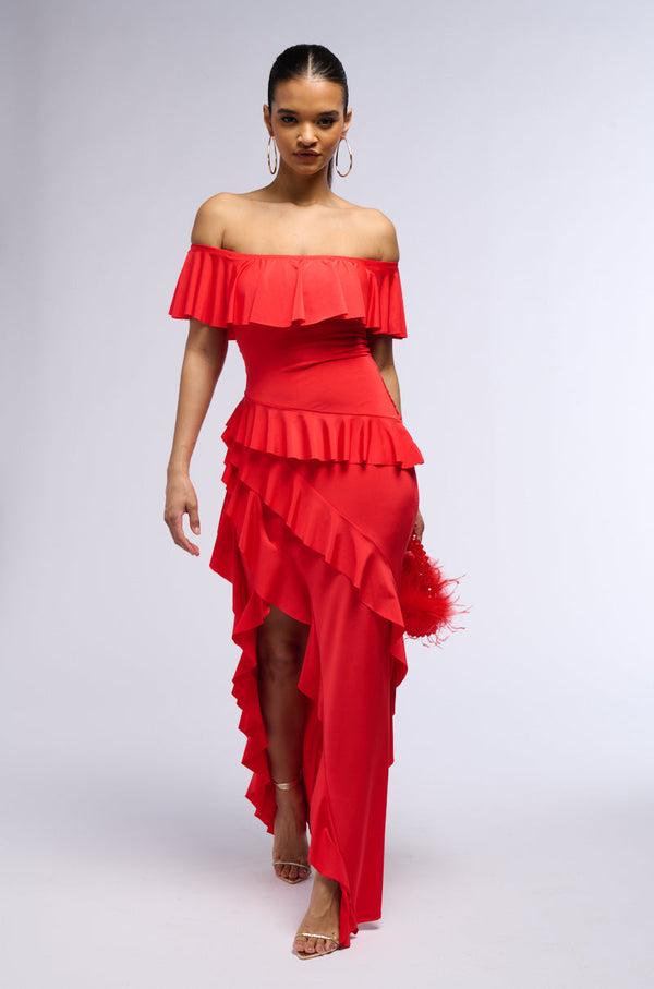 NOT THE EMOJI RUFFLE MAXI DRESS