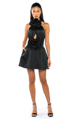 NOT YOUR BABE FLOWER DETAIL FIT AND FLARE MINI DRESS