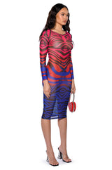NOTHING BUT TROUBLE LONG SLEEVE MIDI DRESS