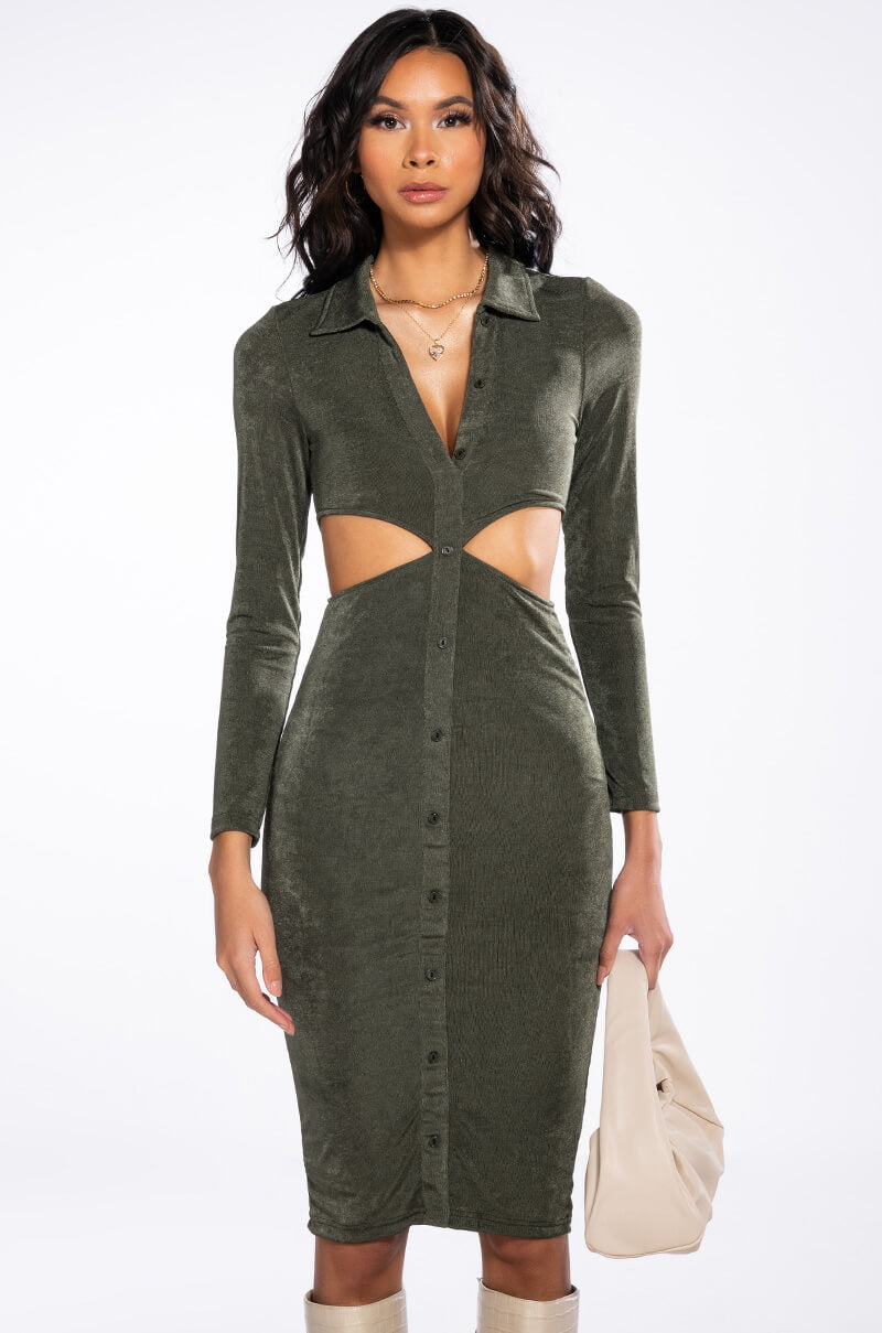 NOTHING TO PROVE MIDI DRESS WITH WAIST CUT OUT