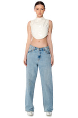 MY INFLUENCE MOCK NECK FAUX LEATHER SLEEVELESS TOP