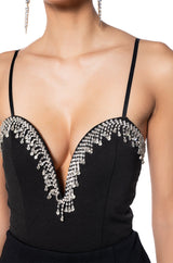 NUMBER ONE EMBELLISHED DEEP V BODYSUIT