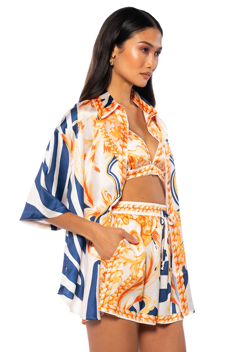 OCEAN VIEW BUTTON DOWN TOP AND SHORT SET