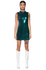 OFF TO THE RACES SEQUIN STRIPED MINI DRESS
