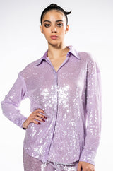 OH YOU FANCY SEQUIN BUTTON DOWN BLOUSE
