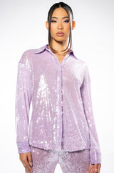OH YOU FANCY SEQUIN BUTTON DOWN BLOUSE