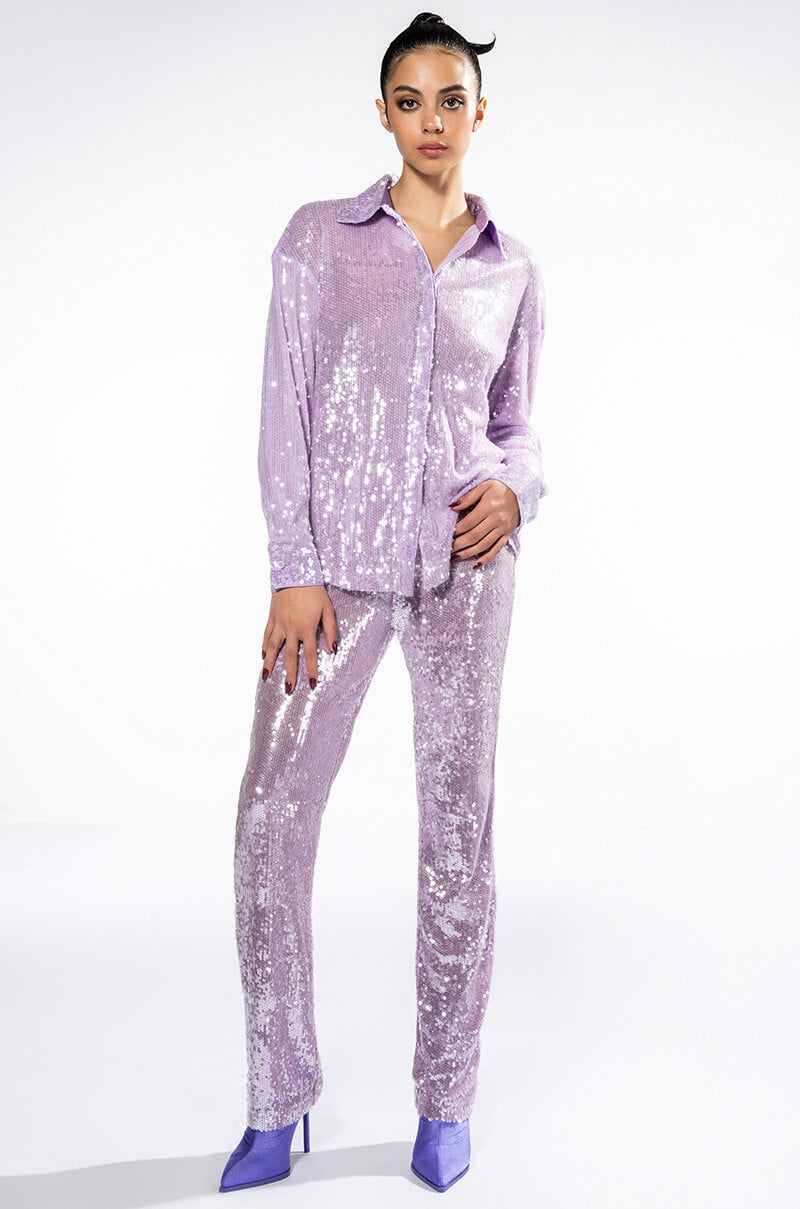 OH YOU FANCY SEQUIN BUTTON DOWN BLOUSE