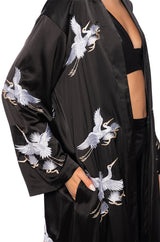OKINAWA CRANE SATIN SILK DUSTER