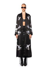 OKINAWA CRANE SATIN SILK DUSTER