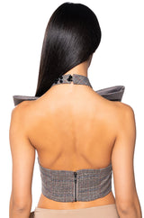 OLIVIA STRUCTURED BOW TIE HALTER NECK TOP