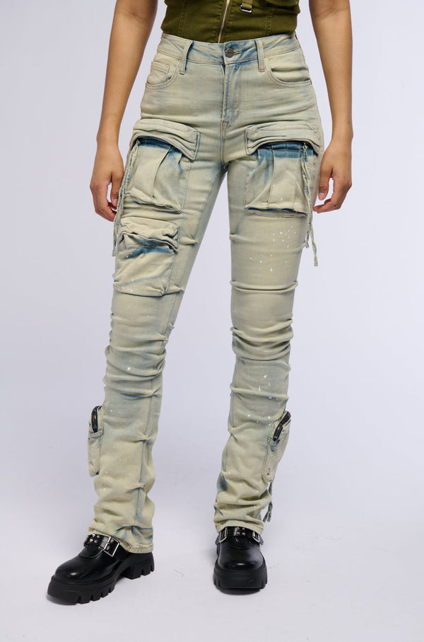 OMBRE BLUE HIGH RISE STACKED JEANS