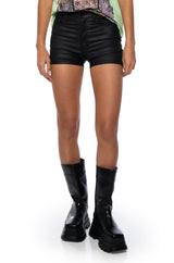ON-DUTY VEGAN LEATHER LACE UP SHORTS