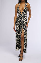 ON HOLIDAY PRINTED MIDI DRESS