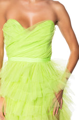 ON MY LEVEL TULLE HIGH LOW DRESS